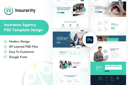 Insurerity | Insurance Agency PSD Template