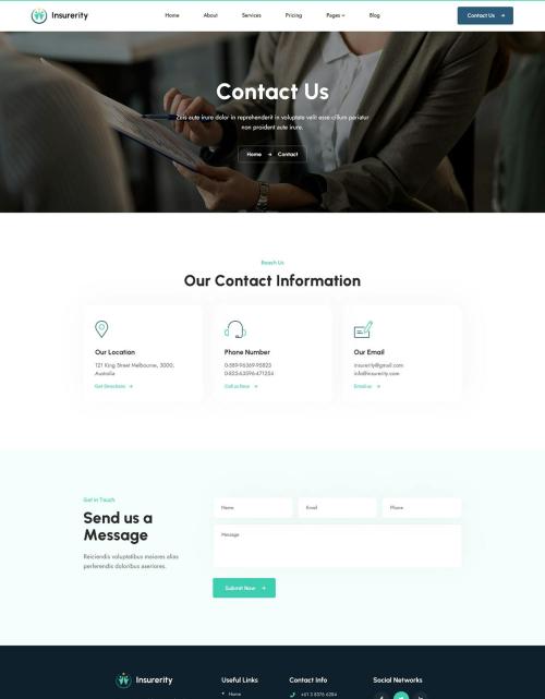 Insurerity | Insurance Agency PSD Template