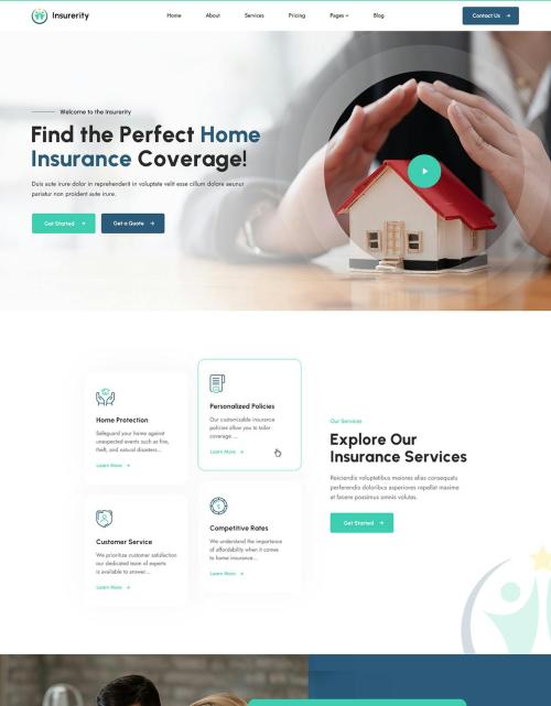 Insurerity | Insurance Agency PSD Template