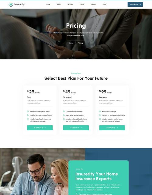 Insurerity | Insurance Agency PSD Template