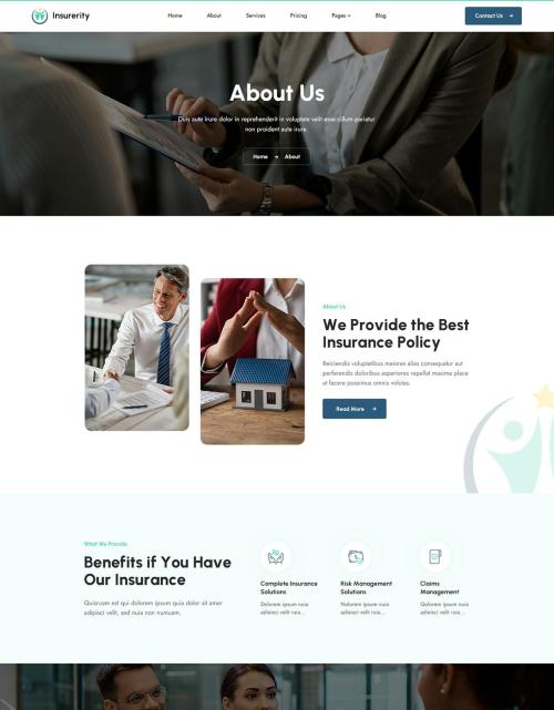 Insurerity | Insurance Agency PSD Template