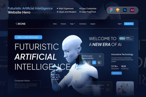 Futuristic Artificial Intelligence Website Hero