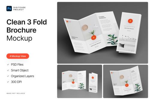 Clean 3 Fold Brochure Mockup