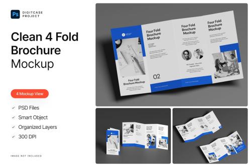 Clean 4 Fold Brochure Mockup