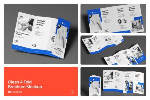 Clean 4 Fold Brochure Mockup