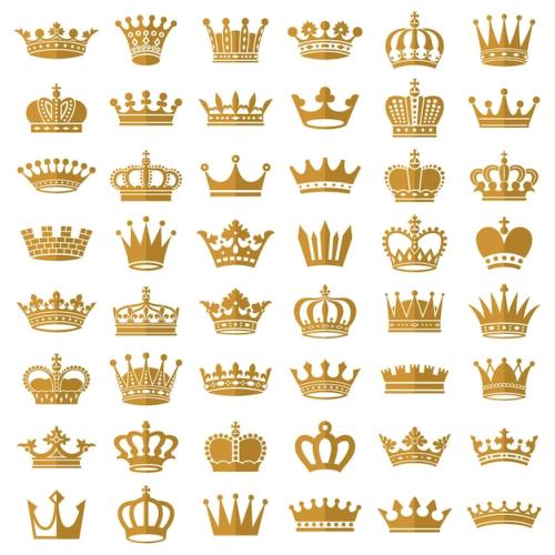 Premium Vector | Gold crown icons Queen king golden crowns luxury royal on blackboard