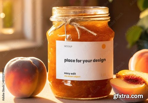 Home Made Jam Jelly Jar Label Mockup 11xPSD