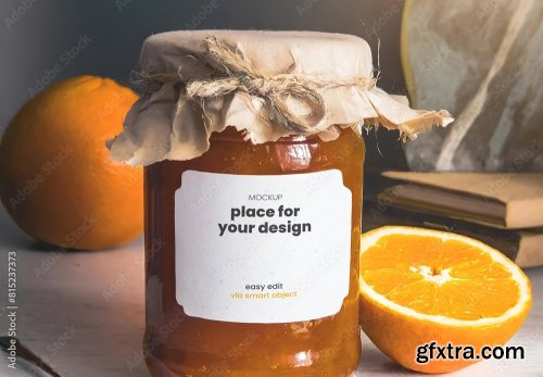 Home Made Jam Jelly Jar Label Mockup 11xPSD