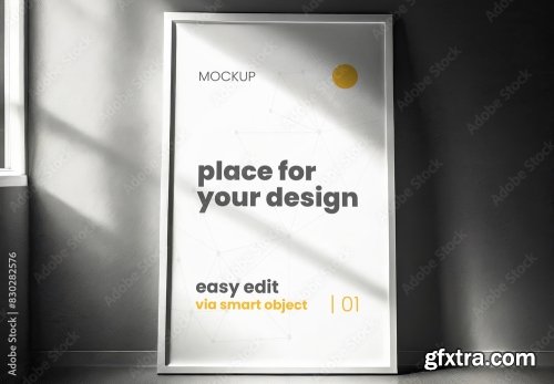 Dramatic Light Poster Frame Mockup 7xPSD