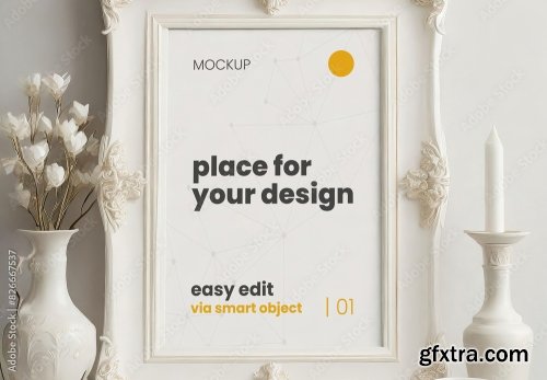 White Poster Frame Mockup 7xPSD