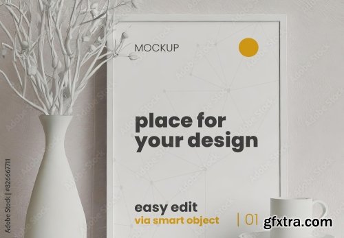 White Poster Frame Mockup 7xPSD