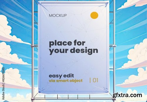 Anime Comic Style Detailed Poster Frame Billboard Mockup 5xPSD