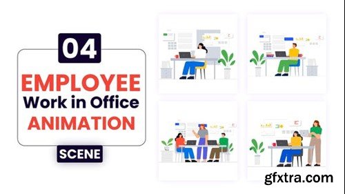 Videohive Employee Work in Office Illustration Animation 52736487