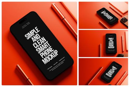 Minimalist Orange Smartphone Mockup