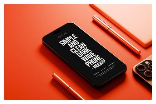 Minimalist Orange Smartphone Mockup