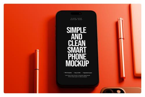 Minimalist Orange Smartphone Mockup