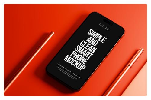 Minimalist Orange Smartphone Mockup