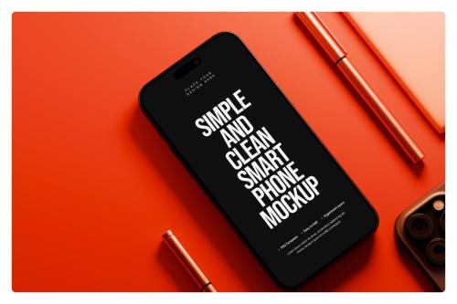 Minimalist Orange Smartphone Mockup