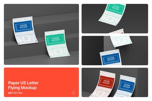 Flying Paper US Letter Mockup