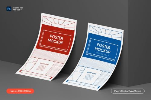 Flying Paper US Letter Mockup