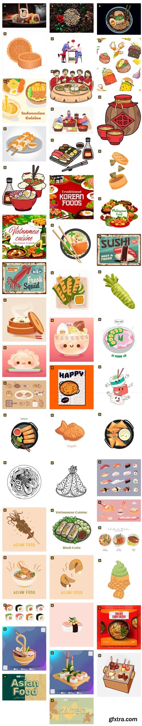 Premium Vector Collections - Best Asian Food Assets - 150xEPS