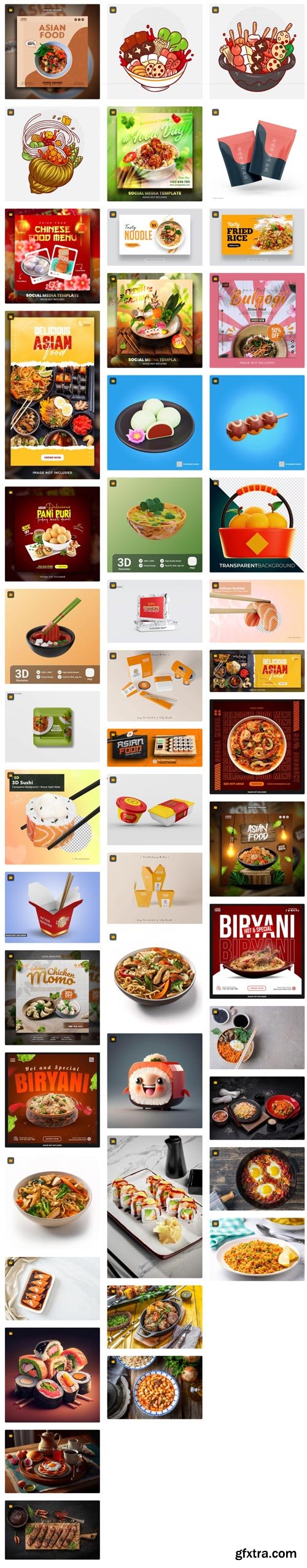 Premium Vector Collections - Best Asian Food Assets - 150xEPS