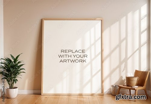 Frame Interior Canvas Wall Art Poster Room Mockup 3 10xPSD