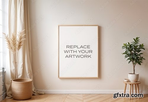 Frame Interior Canvas Wall Art Poster Room Mockup 5 10xPSD