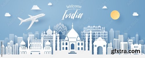 Paper Cut Of India Landmark Travel And Tourism Concept 5xAI