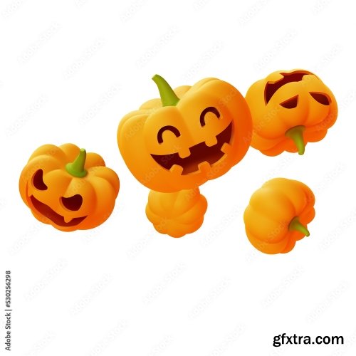 Happy Halloween Smilling Jack O Lantern Pumpkin 7xPNG