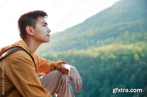 Asian Teenager Sitting On Cliff Bridge Edge 7xJPEG