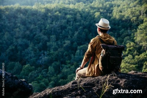 Asian Teenager Sitting On Cliff Bridge Edge 7xJPEG