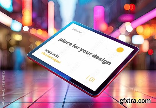 Floating Tablet Screen Mockup 8xPSD