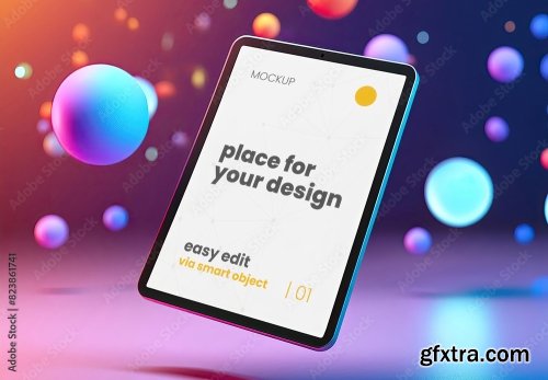 Floating Tablet Screen Mockup 8xPSD