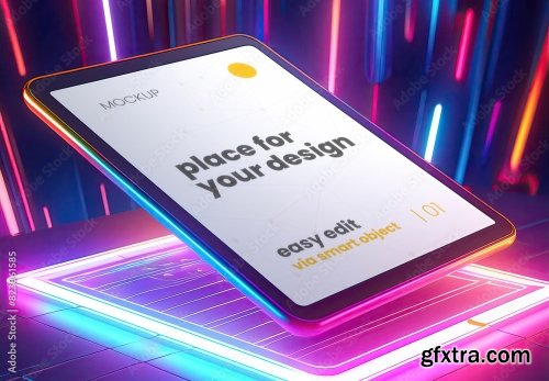 Floating Tablet Screen Mockup 8xPSD