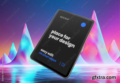 Floating Tablet Screen Mockup 8xPSD