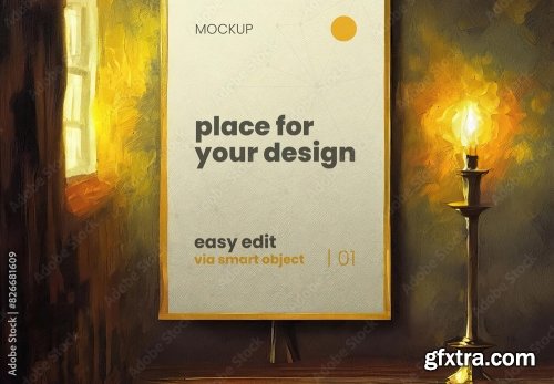 Artistic Frame Poster Mockup 3 6xPSD