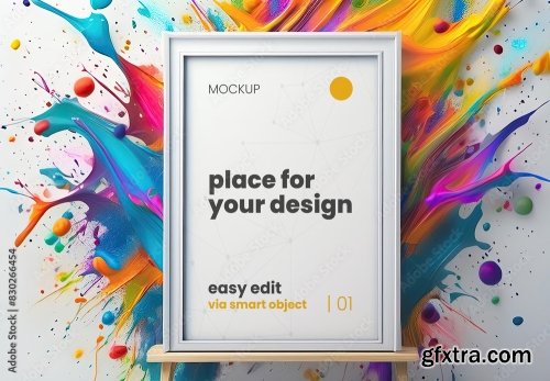 Colorful Paint Splash Poster Frame Mockup 7xPSD