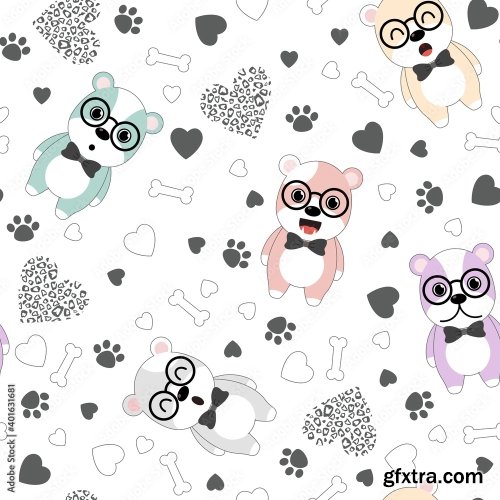 Cute Dogs Pattern Different Dogs Seamless Wallpaper 10xAI