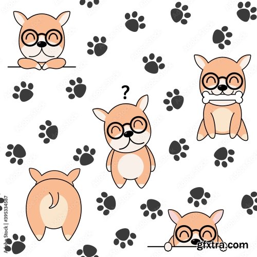 Cute Dogs Pattern Different Dogs Seamless Wallpaper 10xAI