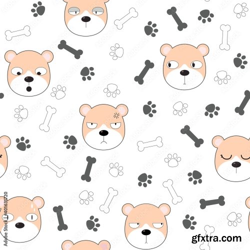 Cute Dogs Pattern Different Dogs Seamless Wallpaper 10xAI