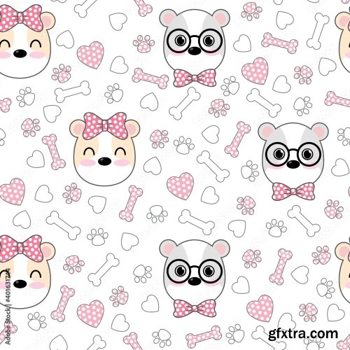 Cute Dogs Pattern Different Dogs Seamless Wallpaper 10xAI