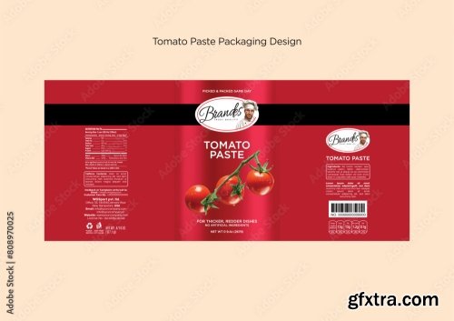 Tomato Paste Packaging Label Collection Editable Eps 12xAI