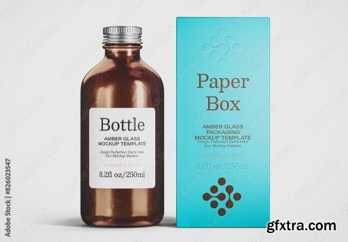 Amber Glass Bottle Mockup 3xPSD