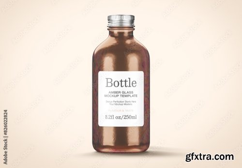 Amber Glass Bottle Mockup 3xPSD