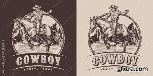 American Cowboy Vintage Sticker Colorful 6xAI