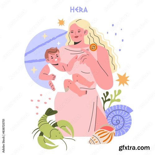 Ancient Greek Gods Flat Vector Illustration 2 9xAI