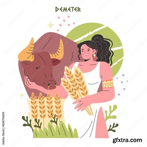 Ancient Greek Gods Flat Vector Illustration 2 9xAI