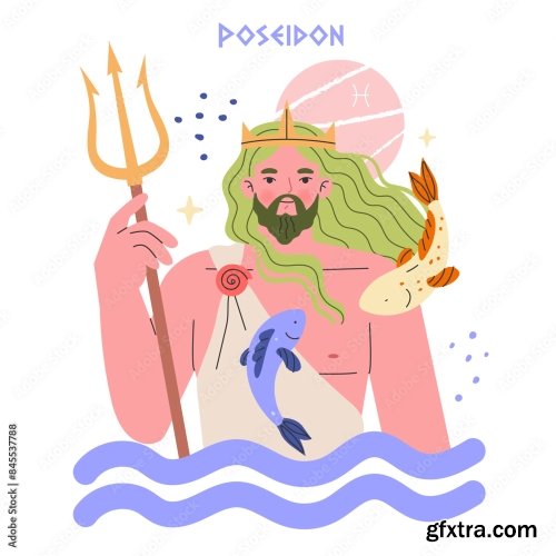 Ancient Greek Gods Flat Vector Illustration 2 9xAI