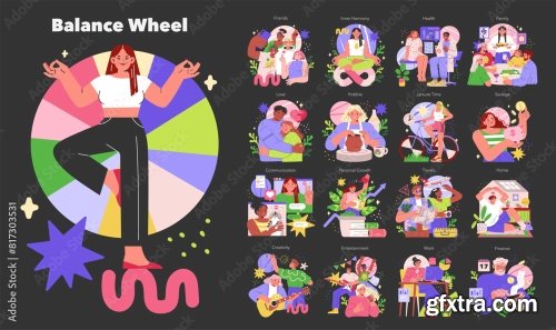 Balance Wheel Flat Vector Illustration 2 10xAI